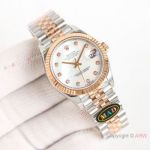 MAD Factory Swiss Copy Rolex Datejust 31 MM White MOP Dial Half Rose Gold Watches